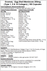 Ovomet® Egg shell Membrane Collagen (Type, 1,5,10) 250mg Capsules (Pure)